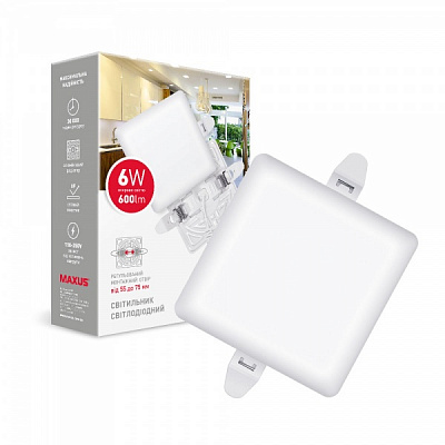 Светильник светодиодный встраиваемый Maxus 6 Вт 4100 К белый матовый 1-MSP-0641-SA 