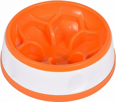 Миска-цветок AnimAll круглая 0273 для медленного питания 300 мл оранжевая/белая (6914068020273)