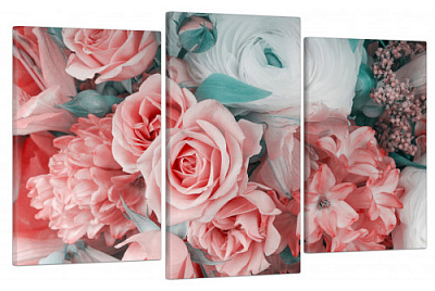 Картина модульная Картина модульна 3 частини Ніжні троянди МК 30252 100x53 см ЕО234 