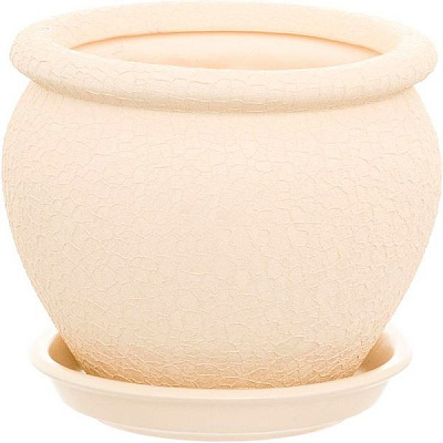 Горщик керамічний Оріана-Запоріжкераміка В'єтнам №4 шовк круглий 1,5л бежевий (011-4-045)
