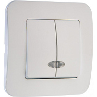 Выключатель двухклавишный Makel Lillium Natural с подсветкой 10 А 250В белый 55023