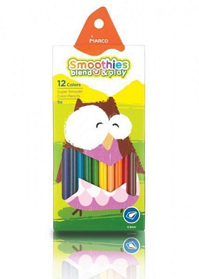 Олівці кольорові Smoothies bland&play 12 кольорів 2150-12CB Marco
