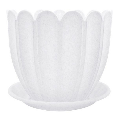 Горшок пластиковый Алеана Марго круглый 10,6л белый с серым (112073) 