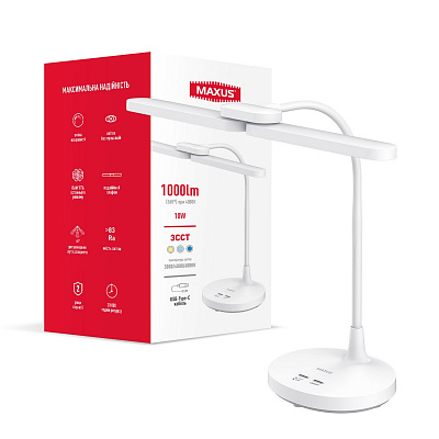 Настільна лампа офісна Maxus 10 Вт білий 1-MDL-10W-DHW