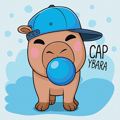 Картина по номерам Капибара и жевательная резинка 30х30 см Ideyka