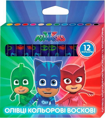 Олівці воскові Герої в масках 12 кольорів Перо