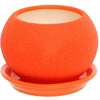 Горщик керамічний Оріана-Запоріжкераміка Куля шовк круглий 0,4л помаранчевий (037-3-123) 