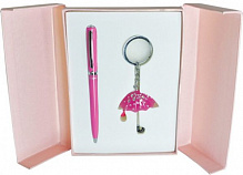 Набір LANGRES подарунковий Umbrella: ручка кулькова + брелок малиновий 