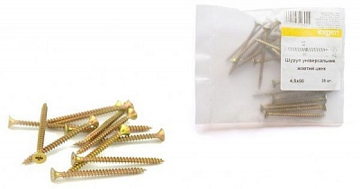 Шуруп универсальный потайная головка ЦЖ 4,5x60 мм 25 шт. желтый Expert Fix