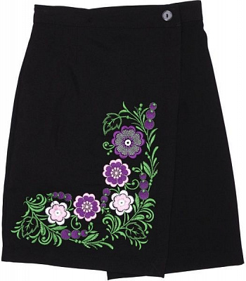 Спідниця для дівчаток плахта з вишивкою Україна р.140-146 чорний С008Д