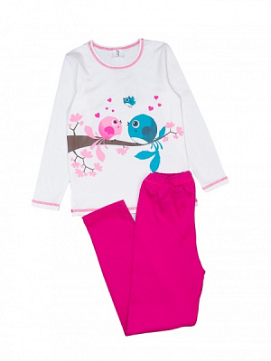 Пижама для девочек для девочек Luna Kids Птицы р.152-158 малиновый 0028 