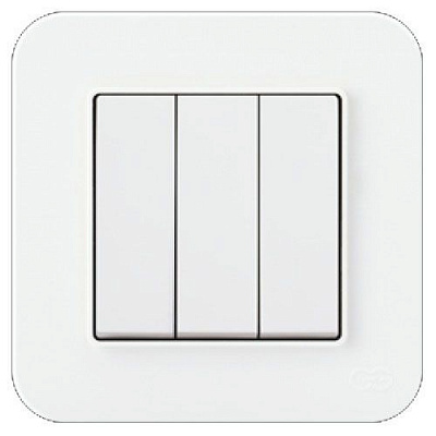 Выключатель реверсивный Gunsan трехклавишный без подсветки 10 А 250В белый 01 37 93 00 100 135