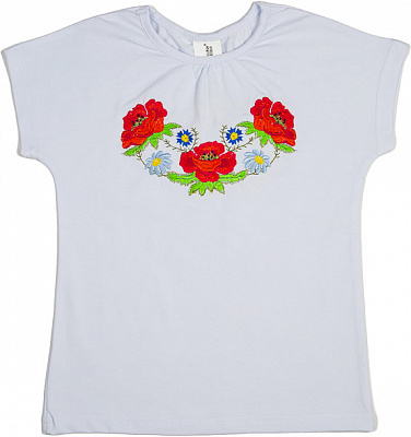 Вышиванка для девочек Luna Kids Маки р.116 белый 