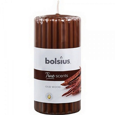 Свеча ароматическая ребристая 120/58 агаровое дерево Bolsius