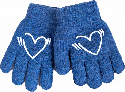 Варежки YO! сердечки р.16 синий 