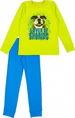 Пижама для мальчиков Фламинго р.140 синий с салатовым 249-212 