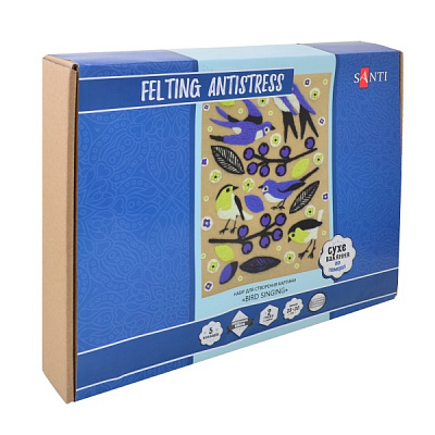 Набор, техника валяния для создания картины Bird Singing 38x30 см 742426 Santi 