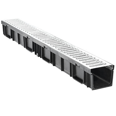 Желоб пластиковый Gidrolica с решеткой стальной оцинкованной