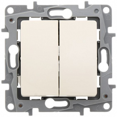 Выключатель двухклавишный Legrand Etika без подсветки 10 А 230В IP20 кремовый 672302