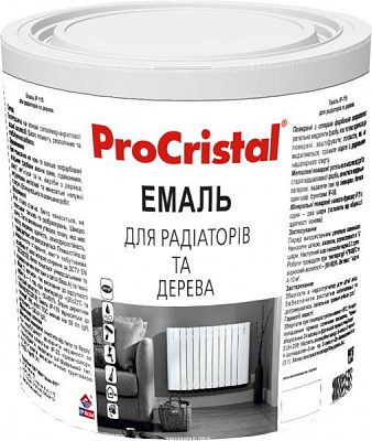Емаль ProCristal акрилова для радіаторів та дерева RAL 1015 слонова кістка глянець 0,8л