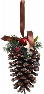 Декорація новорічна Підвіска шишка з декором 10x17 см EPI-7005172042