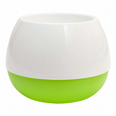 Вазон пластиковий Smile d14см. круглий 1,3 л білий/оливковий