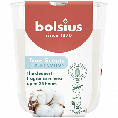 Свеча ароматическая Bolsius TRUE SCENTS в стекле 80/73 аромат Хлопок