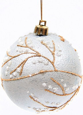 Шар новогодний Веточки 80 мм серебро 7756