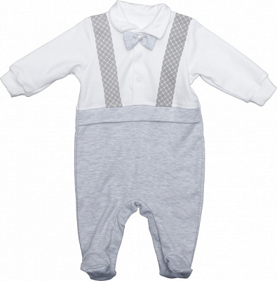 Комбинезон детский для мальчика Bambinelli с бабочкой р.62 белый с серым 