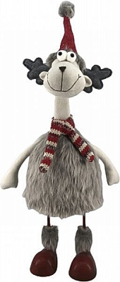 Декорація новорічна Лось волохатий в шарфику на пружин AT8185320-33.5 85 см