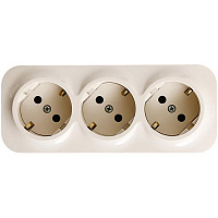 Розетка тройная с заземлением Legrand Quteo 3x2К+З со шторками кремовый 782248