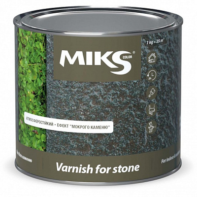 Лак для каменю MIKS Color мокрий ефект прозорий 1,6кг