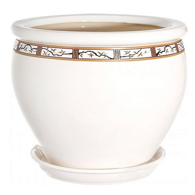 Горшок керамический Ориана-Запорожкерамика Вьетнам №2 сакура круглый 10,5л белый (011-2-089) 