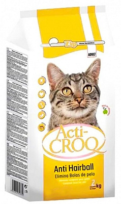 Корм сухий ActiCROQ Anti Hairball для дорослих котів 2 кг