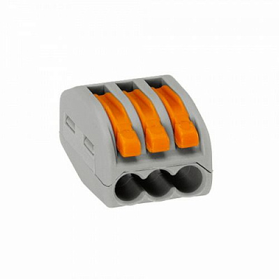 Клемма быстрого монтажа WAGO 222-413 на 3 проводников с рычагами 3 шт. серый 