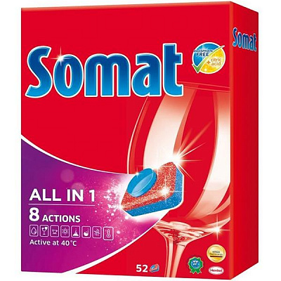 Таблетки для мытья посуды Somat All in 1 52 шт