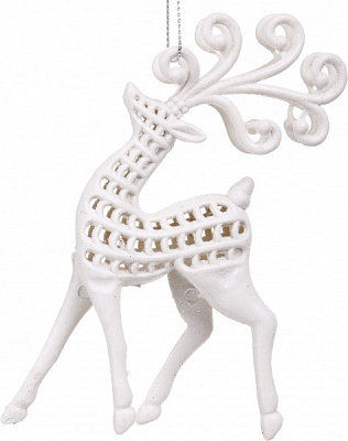 Декоративная подвеска Олень 13 см белый NY21076