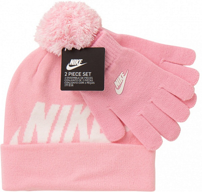 Комплект шапка+рукавички Nike NAN SWOOSH POM BEANIE GLV SET 8A2695-A8F O-S рожевий