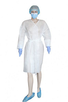 Халат з спанбонду на поясі 25 г/кв. м р. XXXXL зріст універсальний білий