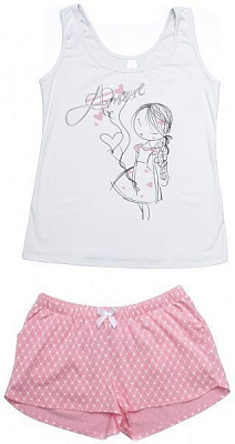 Піжама жіноча Roksana Scarlet 840/16024 р. XL білий із рожевим