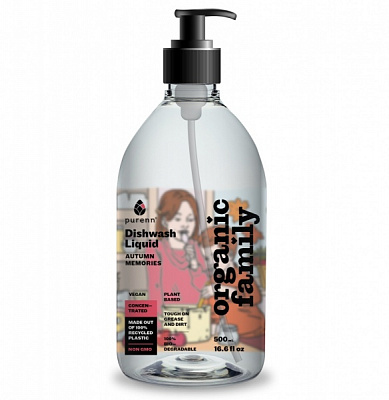 Средство для ручного мытья посуды ORGANIC FAMILY Autumn memories с алоэ, ромашкой и брусникой 0,5л