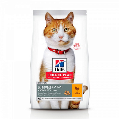 Корм сухой для стерилизованных котов Hill's Science Plan Young Adult Sterilised Курица 10 кг