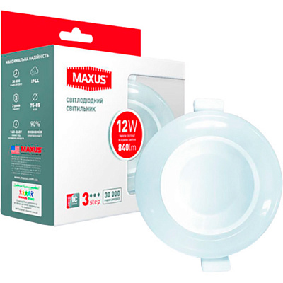 Світильник точковий Maxus 3-step 1-MAX-01-3-SDL-12-C 12 Вт 3000/3500/4100 К білий