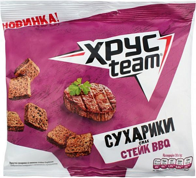 Сухарики ХрусTeam хрустящие со вкусом стейка барбекю 110 г