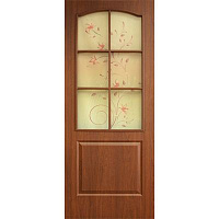 Дверь межкомнатная Классика 70 см орех стекло с рисунком