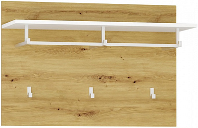 Вішалка з гачками SOKME Барселона білий/дуб артізан