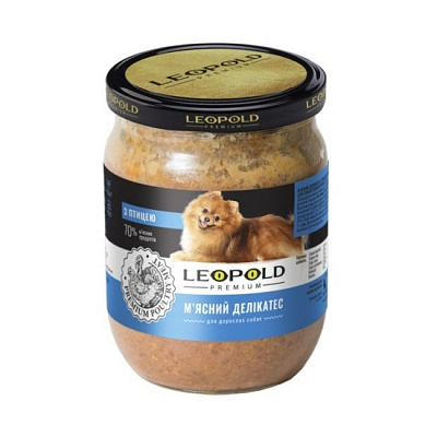 Консерва для всех пород Леопольд мясной деликатес с птицей 500 г