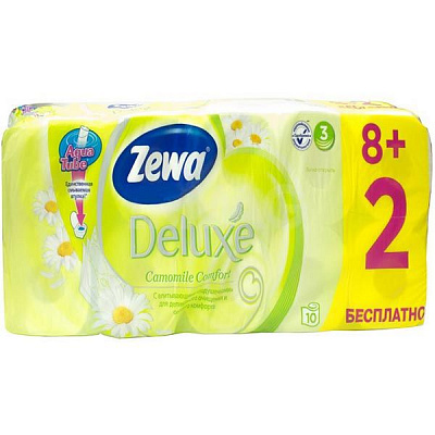 Бумага туалетная Zewa Deluxe Ромашка 8+2 шт