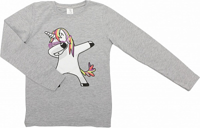 Реглан для дівчинки Luna Kids Dabbing Unicorn р.140 сірий меланж