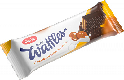 Цукерки Golpek вафельні глазуровані Sweet waffles з смаком молочної карамелі 250 г